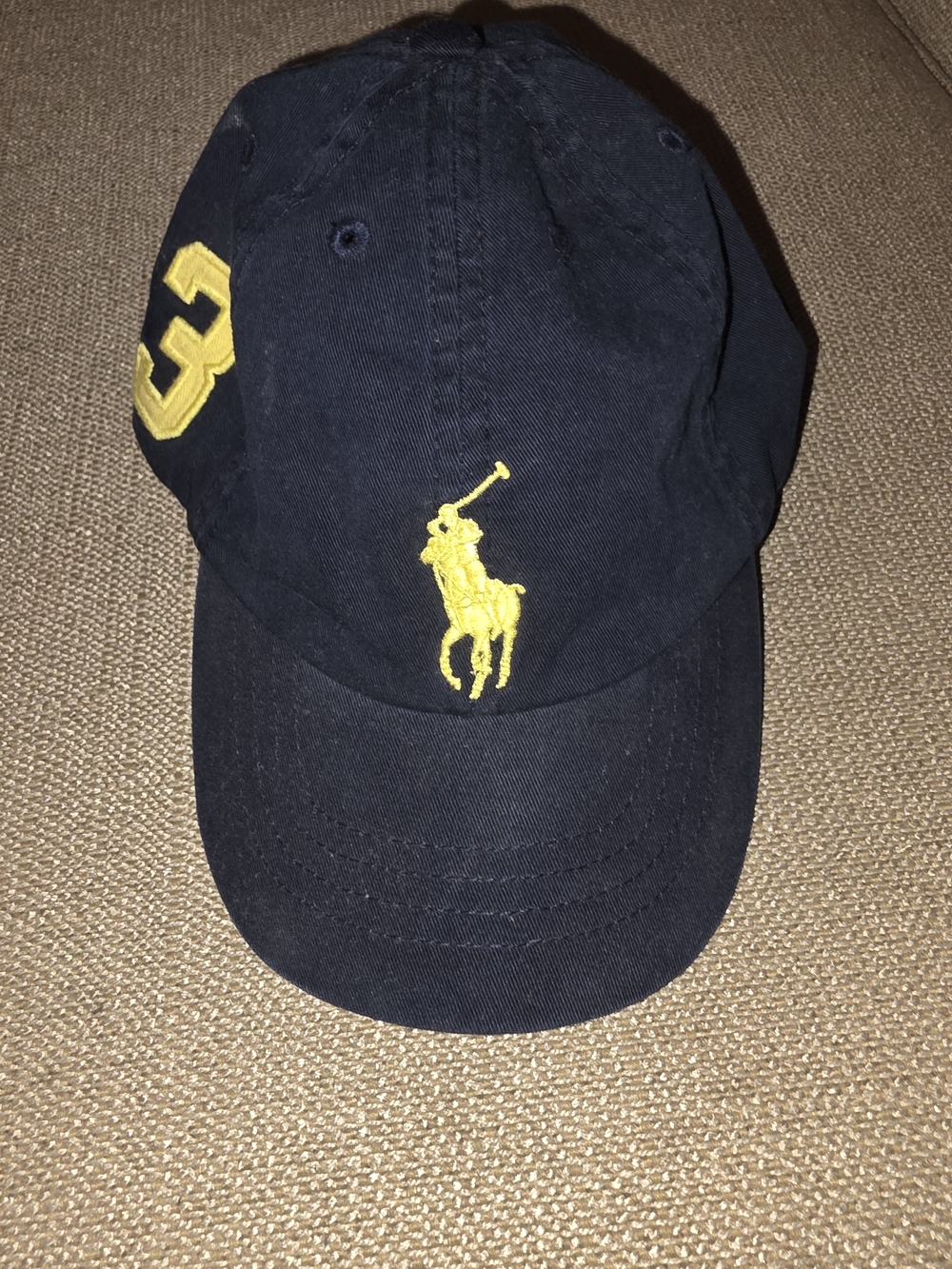 Ralph Lauren Navy Cap with Yellow Embroidered Pony & Detailing